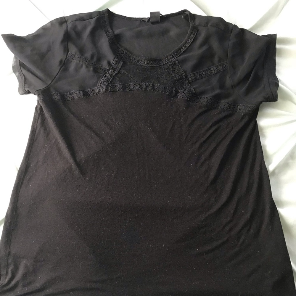 H&M Lace Black T Shirt